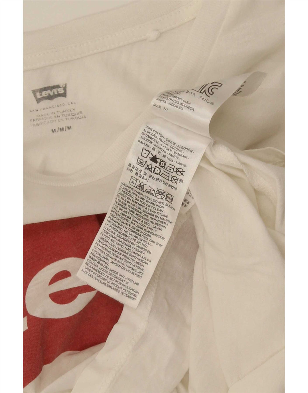 T-shirt grafica da donna Levi's Top UK 12 cotone bianco medio
