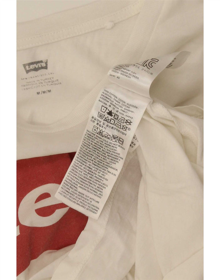 T-shirt grafica da donna Levi's Top UK 12 cotone bianco medio