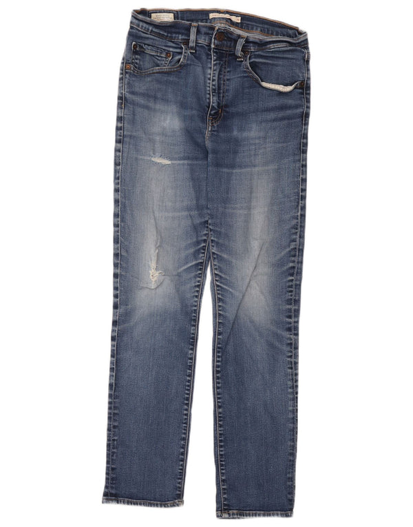Levi's Womens 724 Distressed High Rise Straight Jeans W30 L30 Blue Cotton