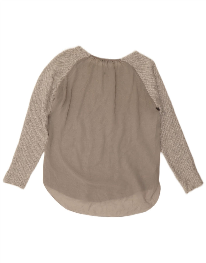Zara Mujer Top Manga Larga UK 42 Gris Medio