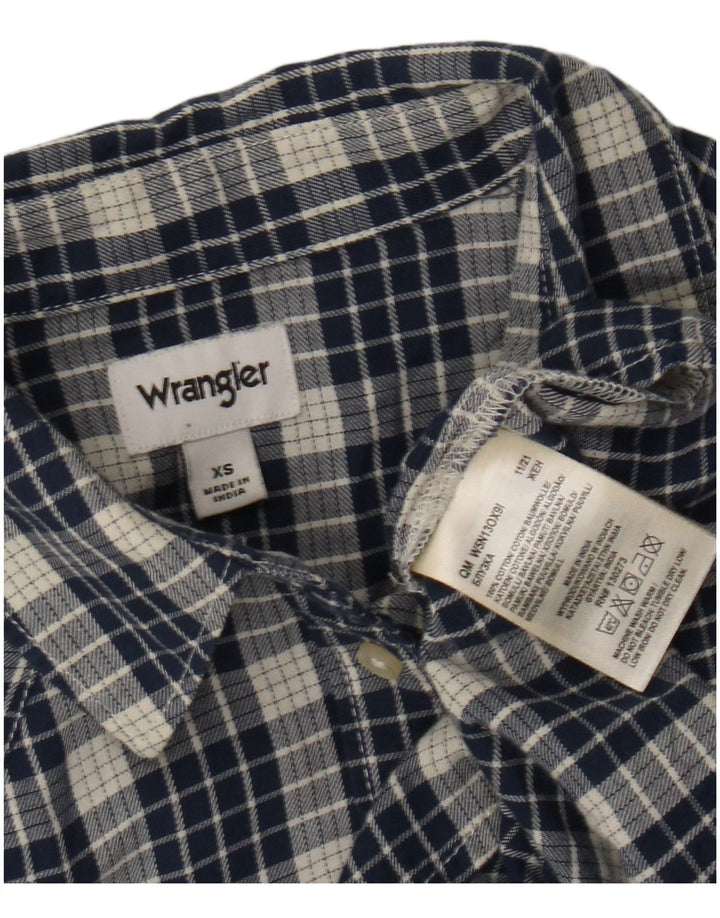 Wrangler Womens Flannel Shirt XS Navy Blue Check Cotton