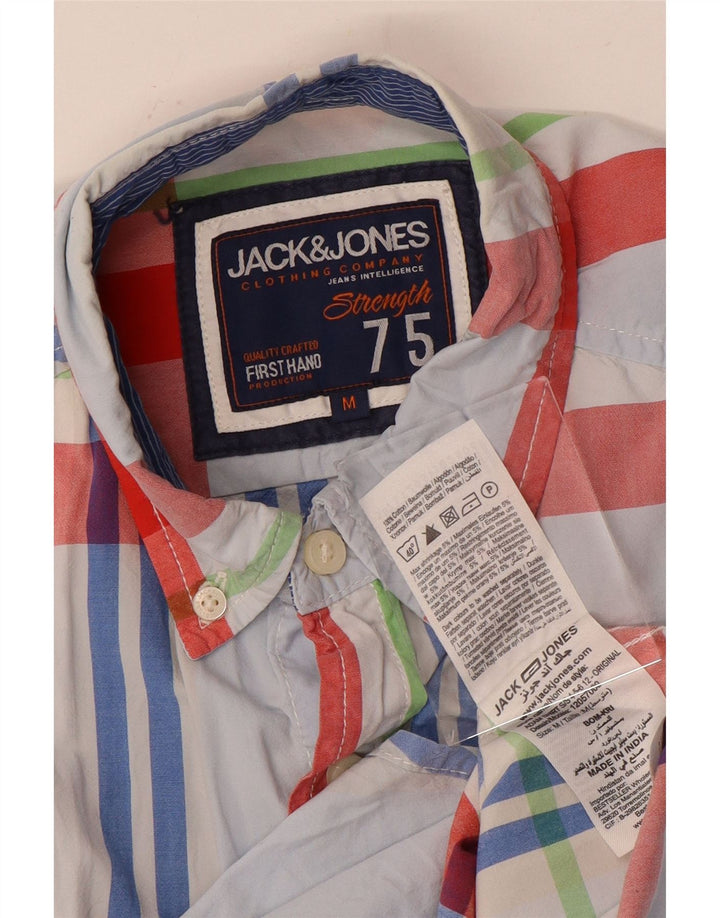 Jack & Jones Mens Short Sleeve Shirt Medium Blue Check