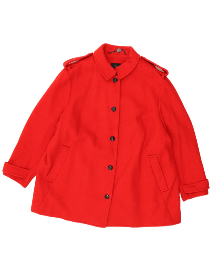 Marks & Spencer Womens Military Overcoat UK 22 3XL Red Wool Classic