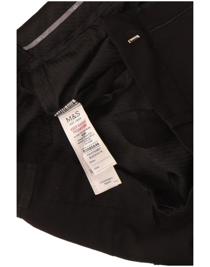 Marks & Spencer Boys Slim Suit Bukser 13-14 år W30 L30 Sort Polyester