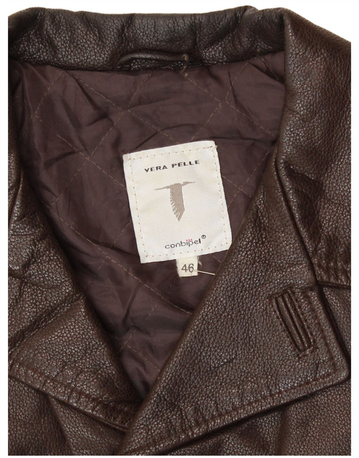 CONBIPEL Mens Leather Jacket IT 46 Small Brown Leather Classic