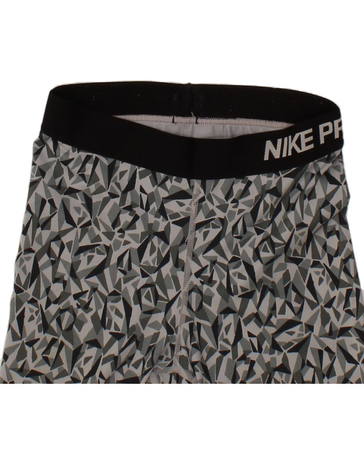 NIKE Womens Graphic Leggings UK 10 Small  Grey Geometric Polyester Vintage Nike and Second-Hand Nike from Messina Hembry 