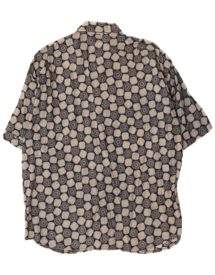 Boneville Mens Short Sleeve Shirt Large Blue Geometric