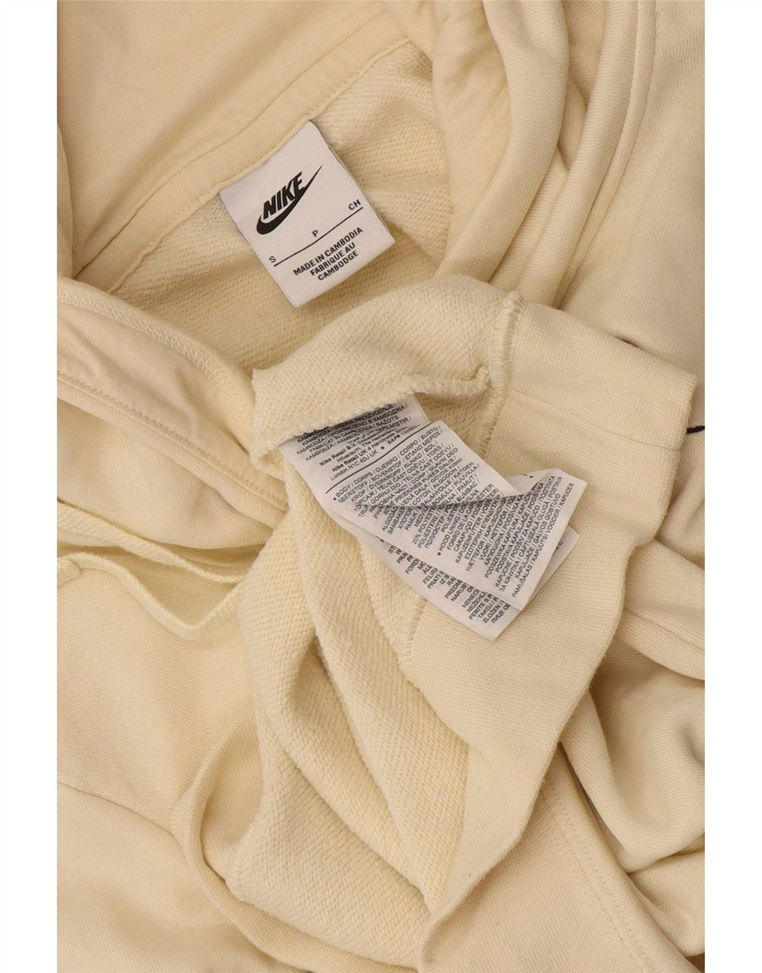Nike Mens Hoodie Jumper Small Beige Cotton
