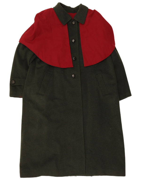 Himalaya Womens Overcoat UK 16 Large Green Colourblock Virgin Wool
