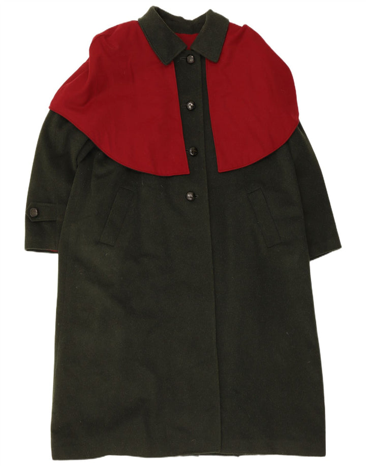 Himalaya Womens Overcoat UK 16 Large Green Colourblock Virgin Wool