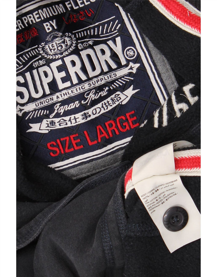 Superdry Herre grafisk knap-hals sweatshirt jumper stor marineblå bomuld