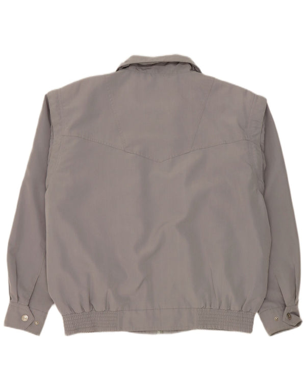 Vintage Mens Loose Fit Bomber Jacket UK 38 Medium Grey Polyester