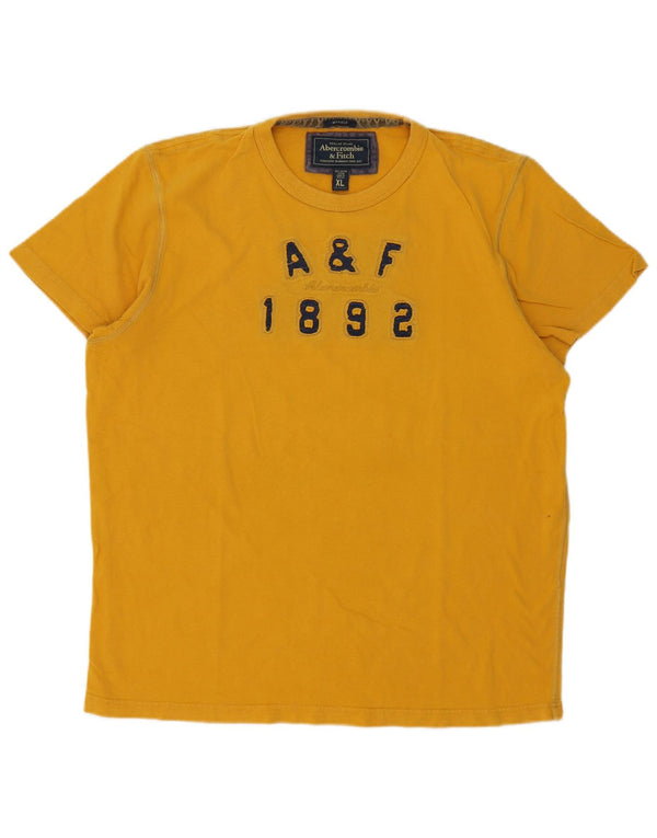 Abercrombie & Fitch Herren Muscle Fit Graphic T-Shirt Top XL Gelb Baumwolle