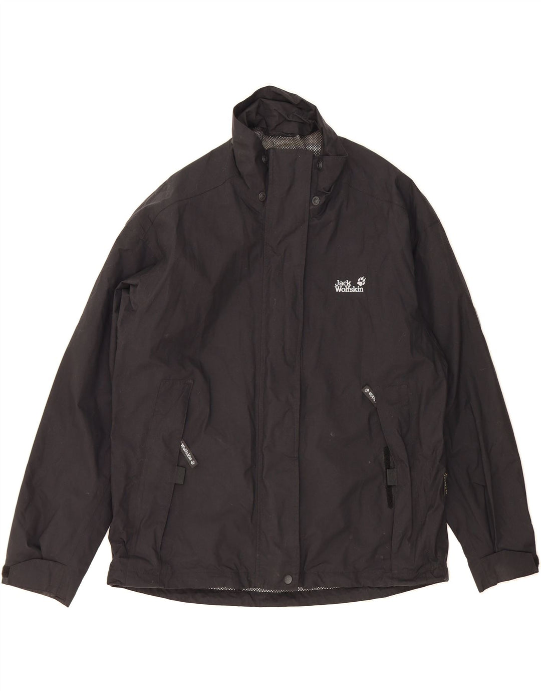 JACK WOLFSKIN Womens Oversized Rain Jacket UK 14/16 Large Black Vintage Jack Wolfskin and Second-Hand Jack Wolfskin from Messina Hembry 