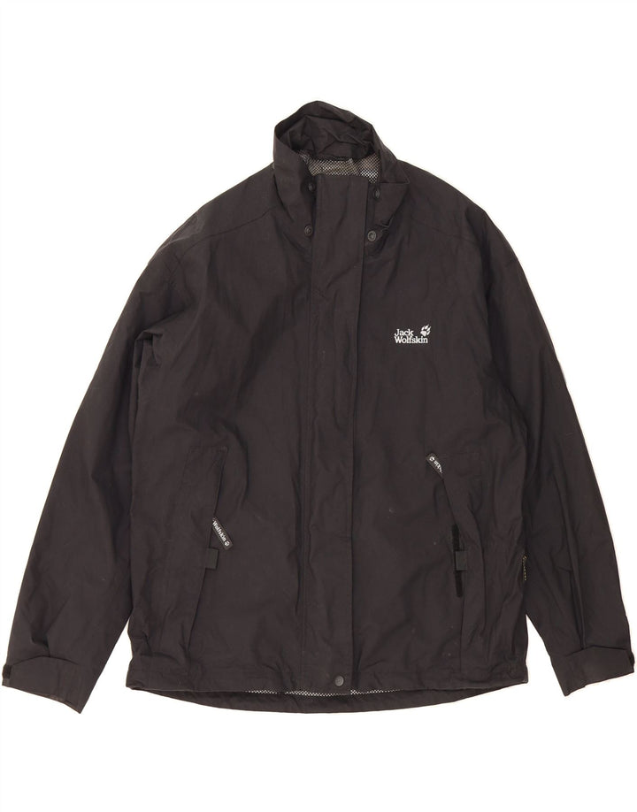 JACK WOLFSKIN Womens Oversized Rain Jacket UK 14/16 Large Black Vintage Jack Wolfskin and Second-Hand Jack Wolfskin from Messina Hembry 