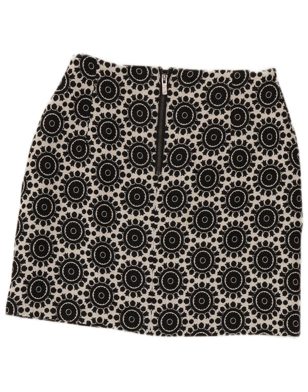Marks & Spencer Womens Pencil Skirt UK 8 Small W28 Black Geometric Cotton