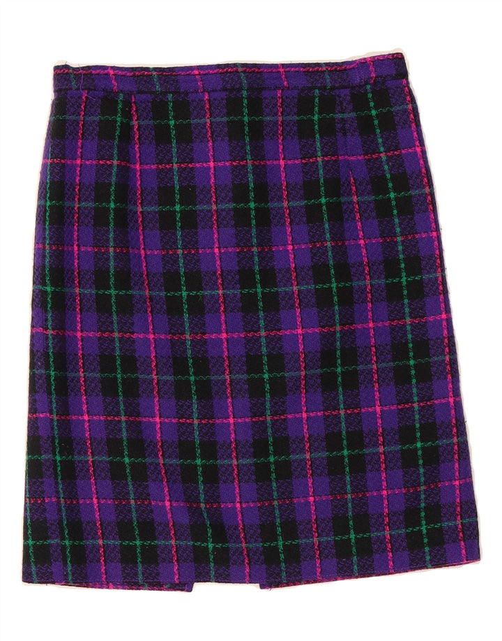 VINTAGE Womens Straight Skirt W30 Medium Purple Check Vintage Vintage and Second-Hand Vintage from Messina Hembry 