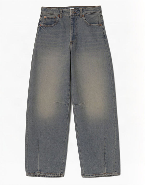 Zara Damen Balloon High Waist Jeans EU 36 XS W26 L29 Blaue Baumwolle