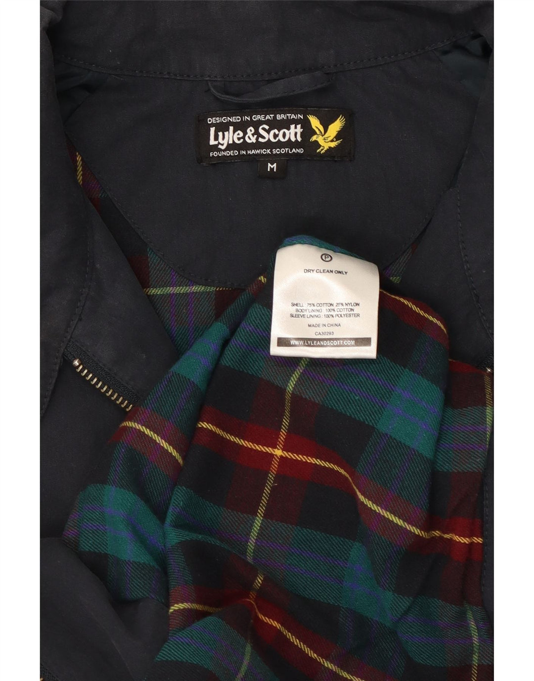 Lyle & Scott Mens Bomber Jacket UK 38 Medium Navy Blue Cotton