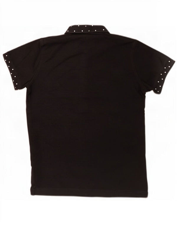 Sun68 Damen Poloshirt UK 14 Large Schwarz Baumwolle