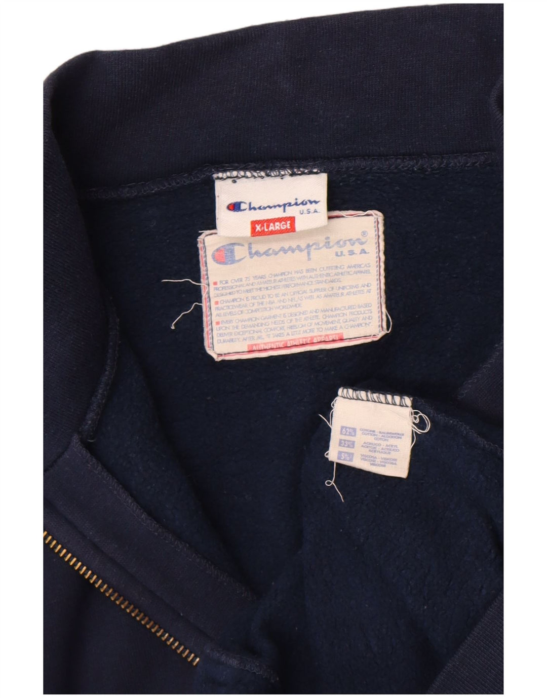 Champion Mens Tracksuit Top Jacket XL Navy Blue Cotton
