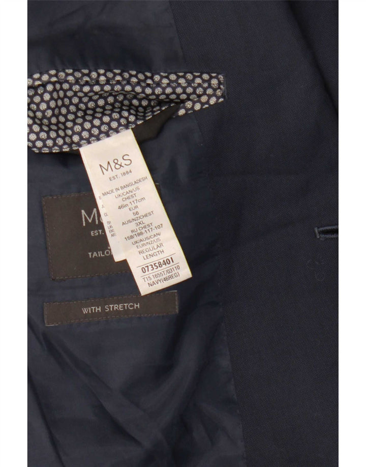 Marks & Spencer Veste blazer à 2 boutons pour homme UK 46 3XL Bleu marine Polyester