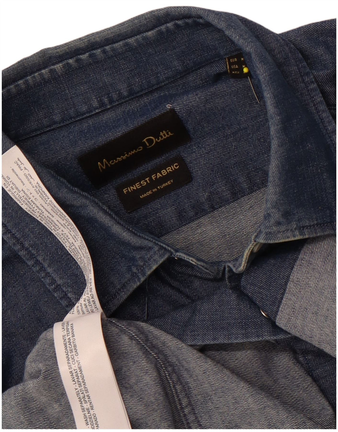 Massimo Dutti Mens Denim Shirt Medium Blue Cotton