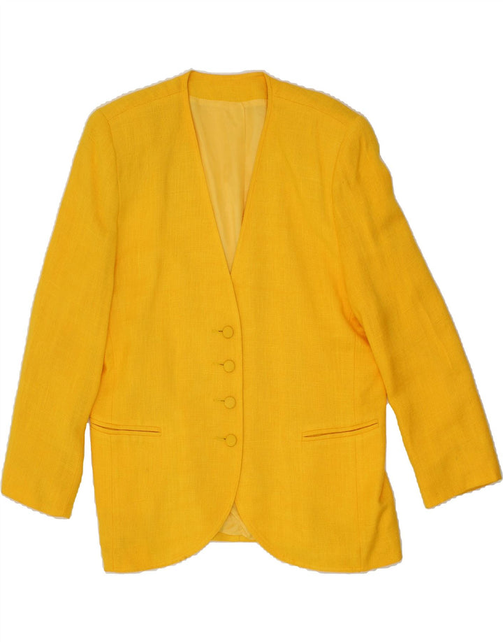 LIBRA Womens Longline 4 Button Blazer Jacket UK 16 Large Yellow Vintage Libra and Second-Hand Libra from Messina Hembry 