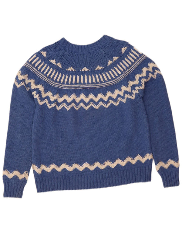 Maglione maglione girocollo da donna Fat Face UK 14 Lana Fair Isle blu grande