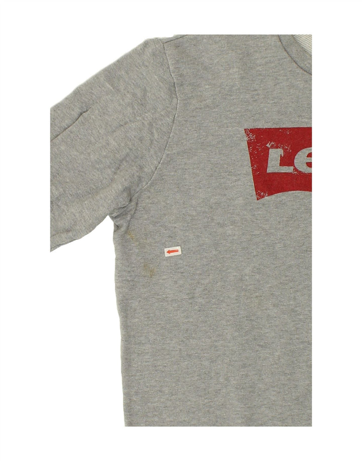 LEVI'S Womens Graphic Sweatshirt Jumper UK 10 Small Grey Cotton Vintage Levi's and Second-Hand Levi's from Messina Hembry 