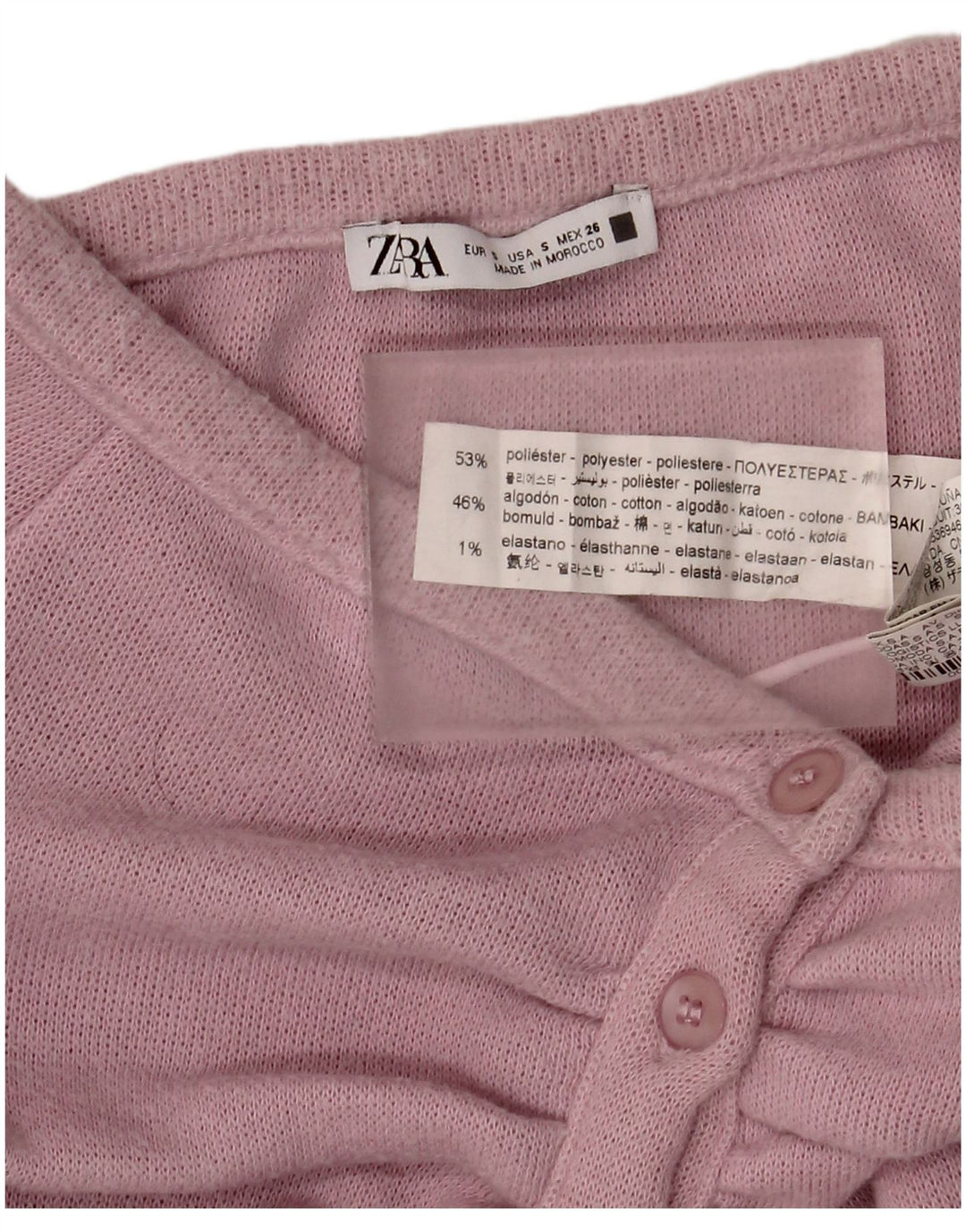Zara Womens Off Shoulder Crop Top UK 8 Small Pink Polyester