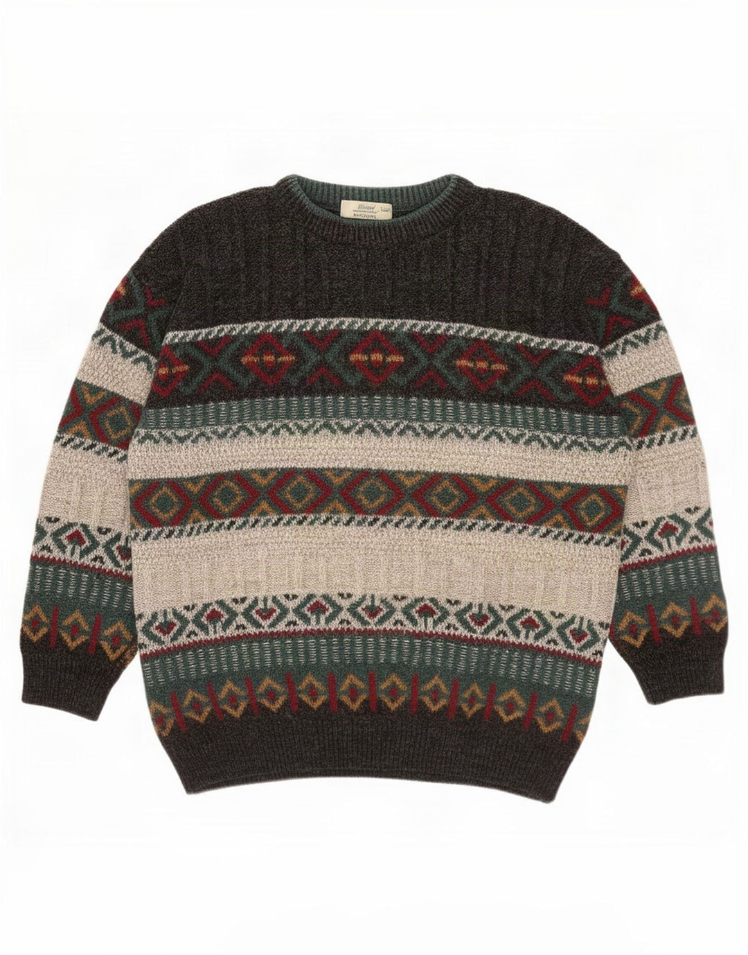 St. Bernard Herre Crew Neck Jumper Sweater Medium Grey Geometrisk akryl