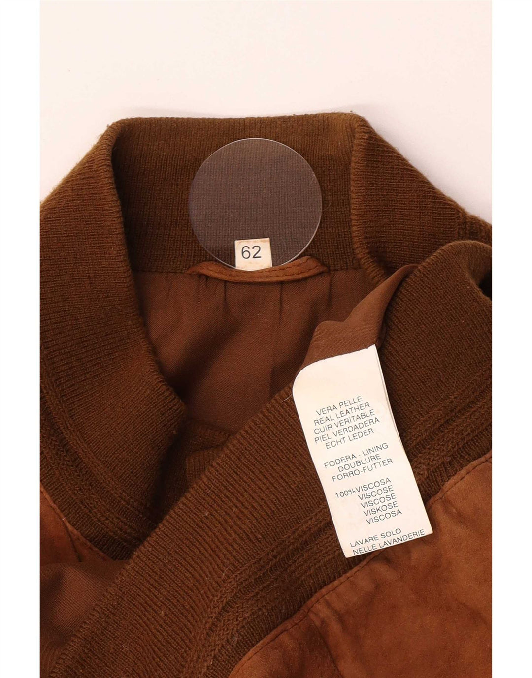 Vintage Mens Suede Bomber Jacket IT 62 5XL Beige Leather