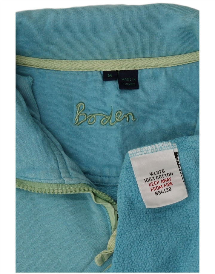 Boden Womens Zip Neck Sweatshirt Jumper UK 14 Medium Blue Cotton