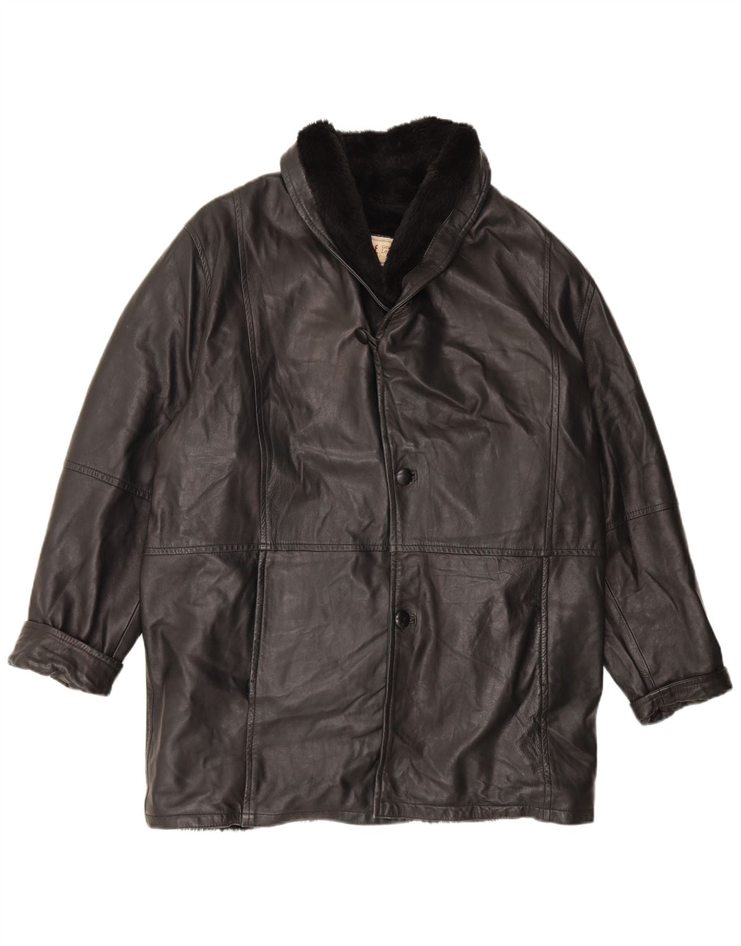 Vintage Herre Shearling Jacket UK 42 XL sort læder