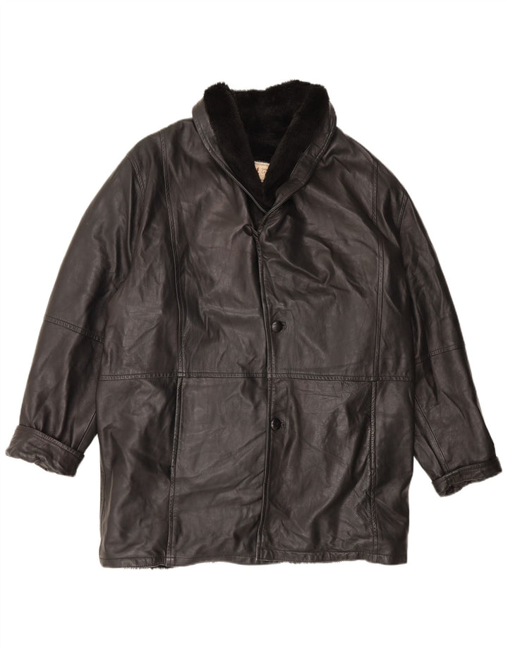 Vintage Herre Shearling Jacket UK 42 XL sort læder