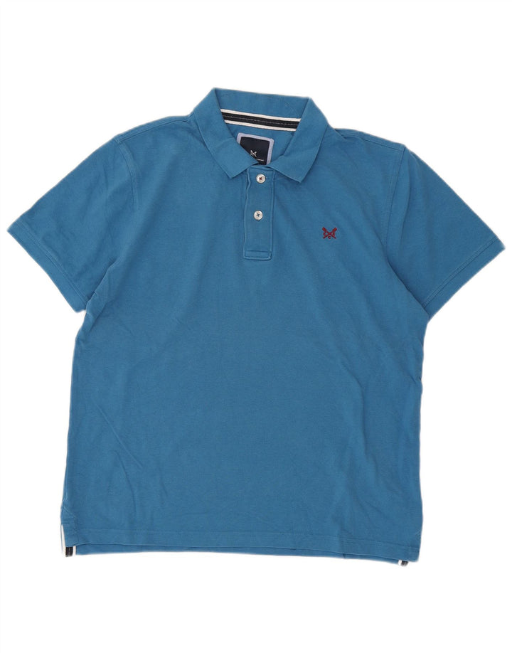 Camisa polo masculina Crew Clothing algodão azul médio