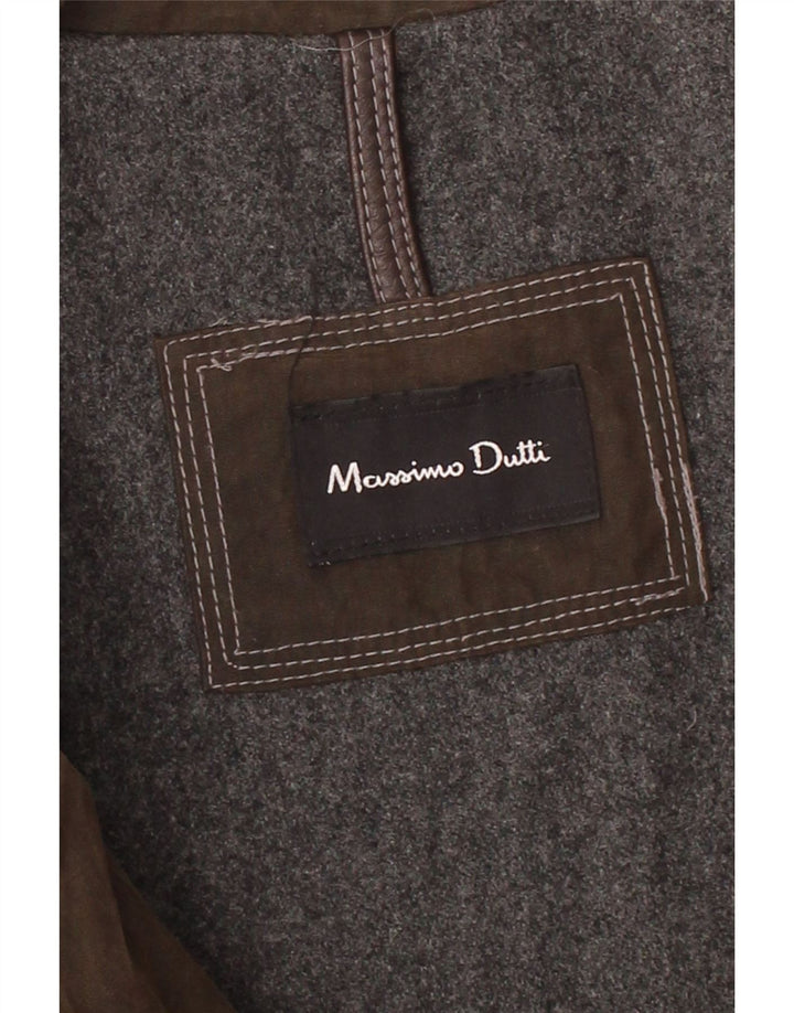 MASSIMO DUTTI Mens Waxed Cotton Jacket UK 44 2XL Brown