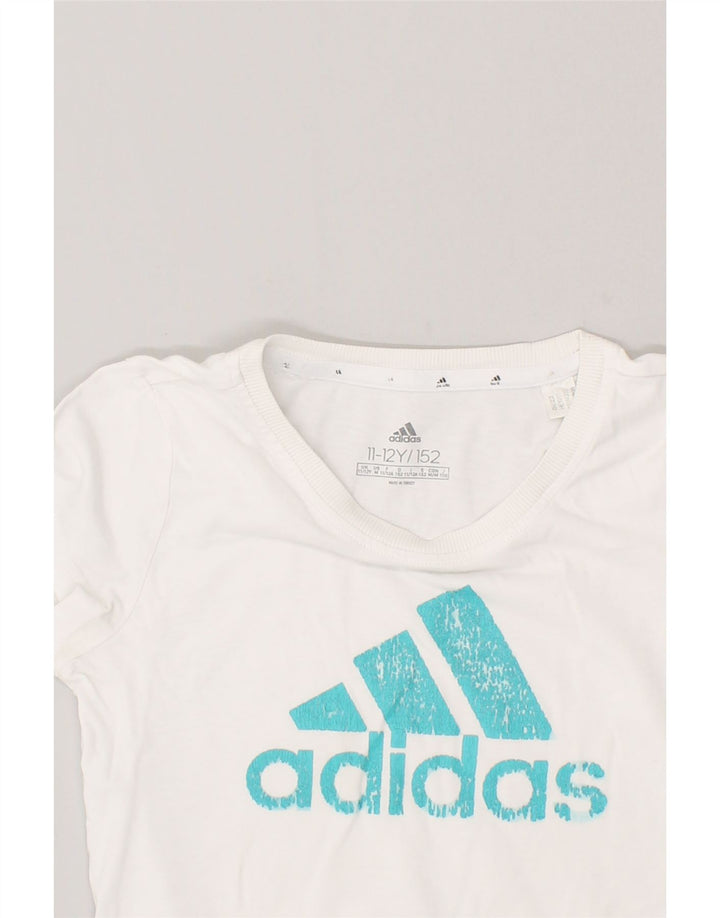 ADIDAS Boys Graphic T-Shirt Top 11-12 Years White | Vintage Adidas | Thrift | Second-Hand Adidas | Used Clothing | Messina Hembry 
