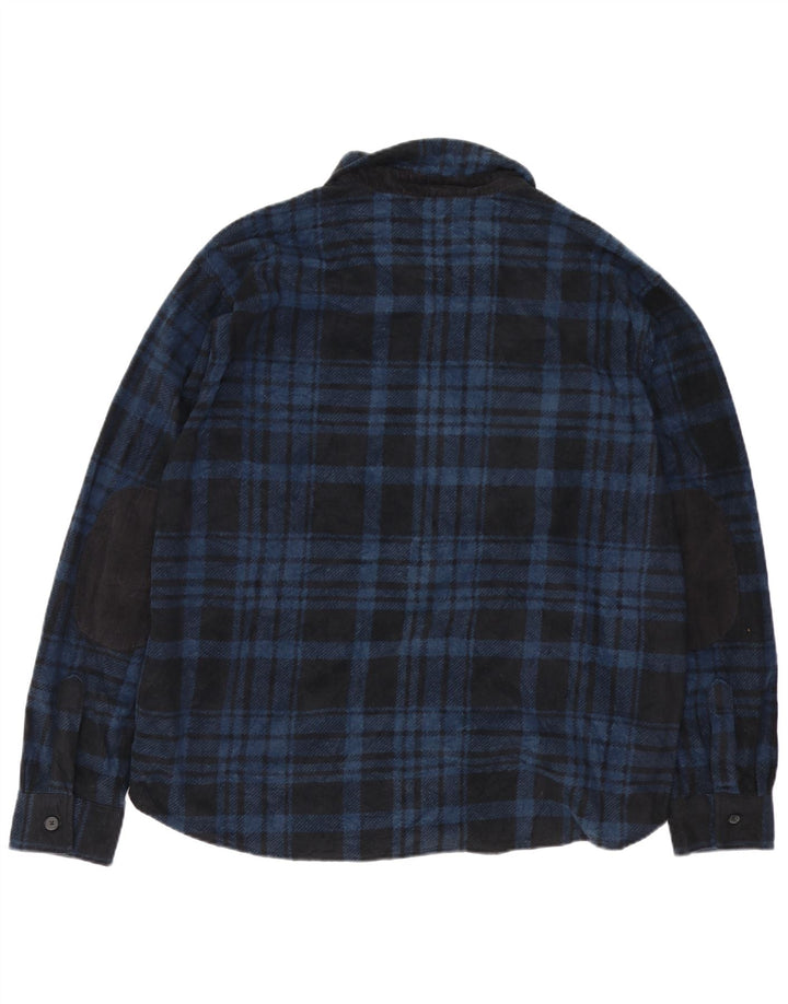 CHAPS Mens Flannel Shirt XL Navy Blue Check Polyester