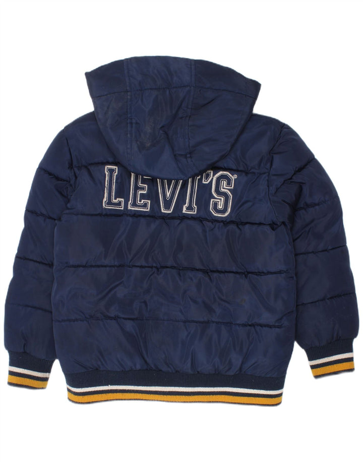 Levi's Boys Graphic Hooded Padded Jacket 7-8 Years Navy Blue Polyester
