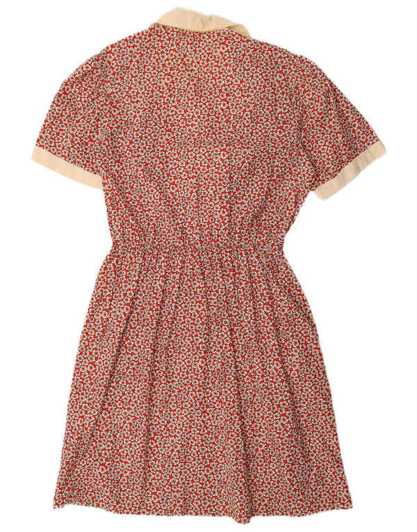 Vintage Womens A-Line Dress IT 54 3XL Red Floral Cotton