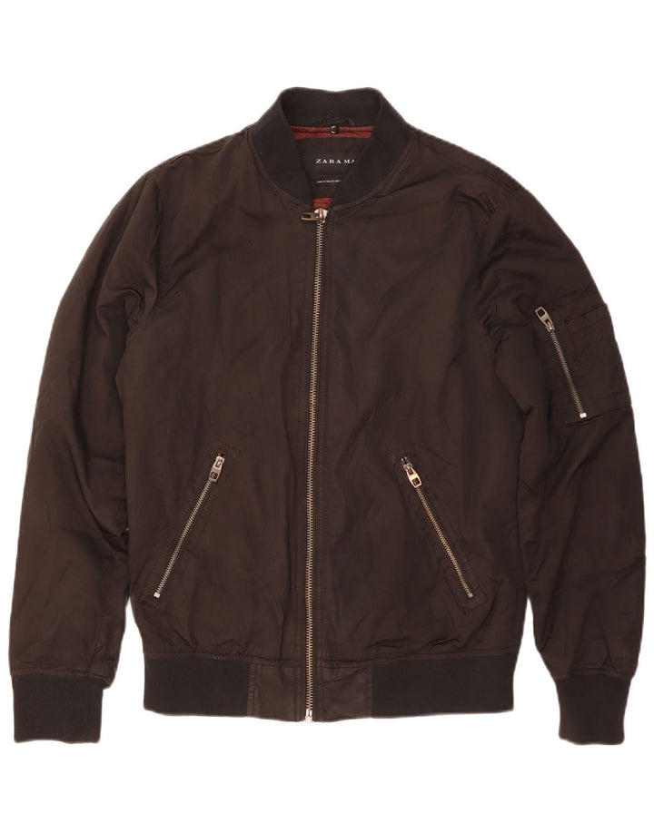 Jachetă Bomber pentru bărbați Zara UK 38 Medium Negru Poliester color bloc