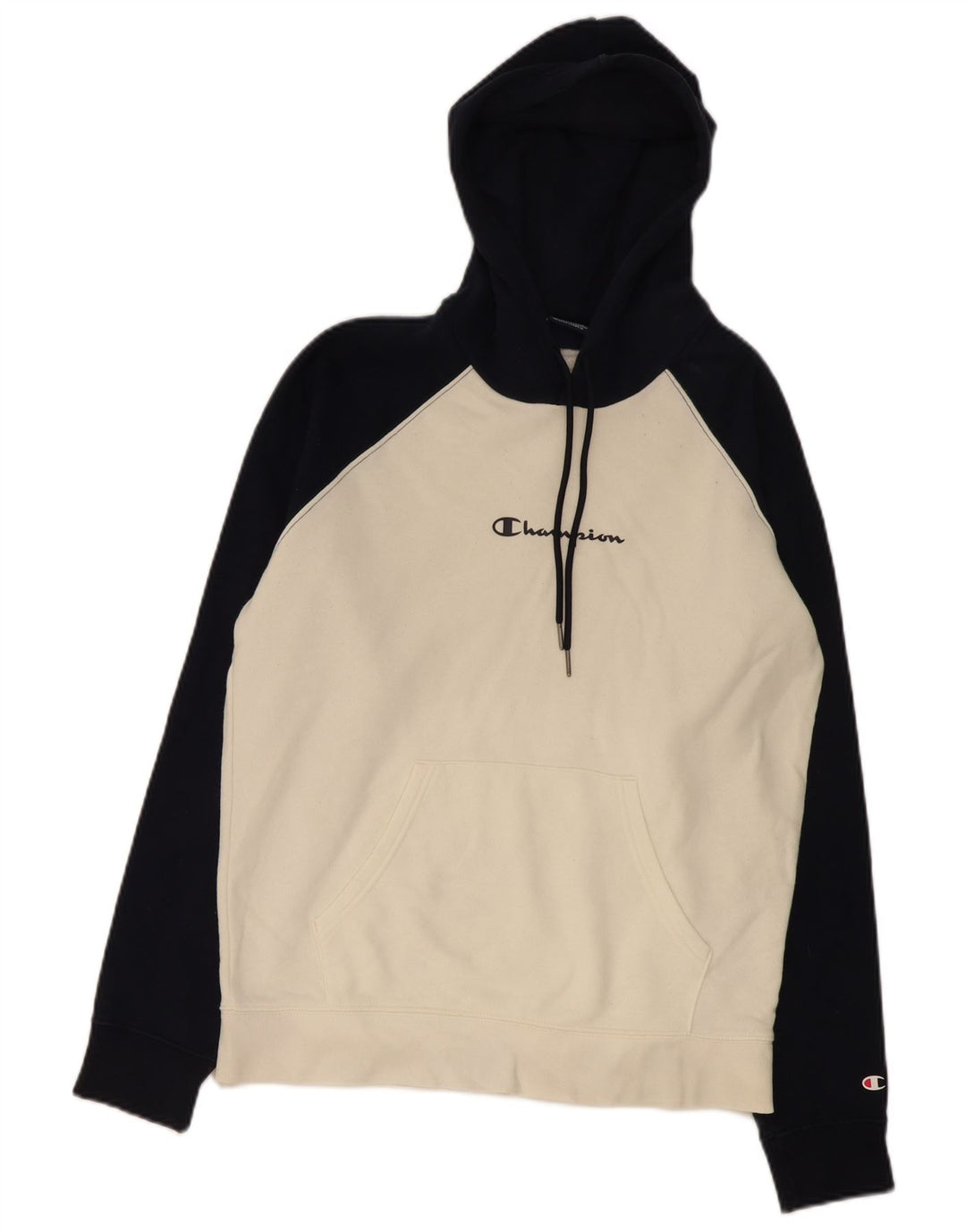 Champion Mens Hoodie Jumper Medium White Colourblock Cotton