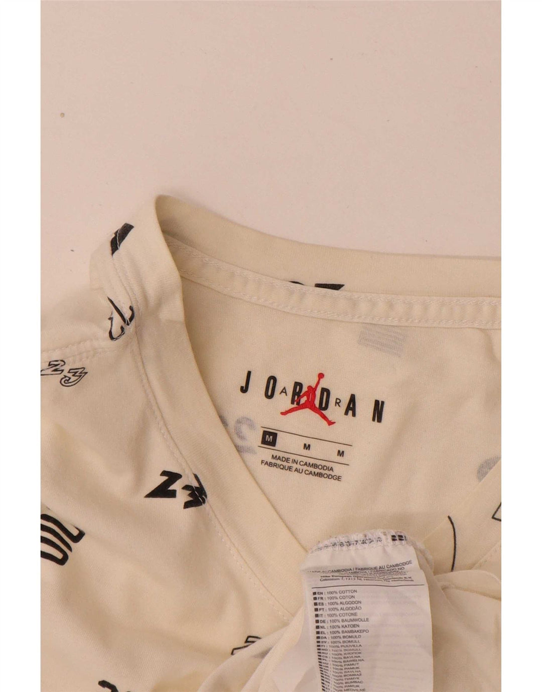 Jordan Mens Graphic T-Shirt Top Medium White Cotton