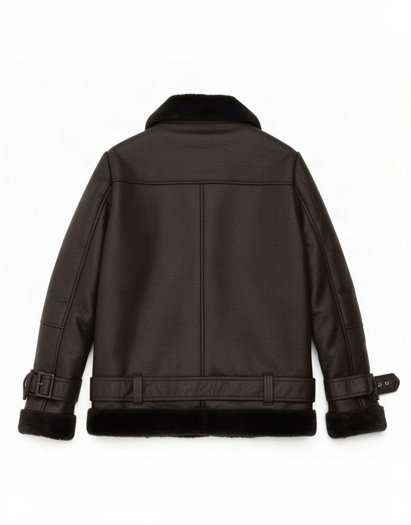 Topshop Veste de motard surdimensionnée en simili cuir Sherpa pour femme UK 8 Small Noir