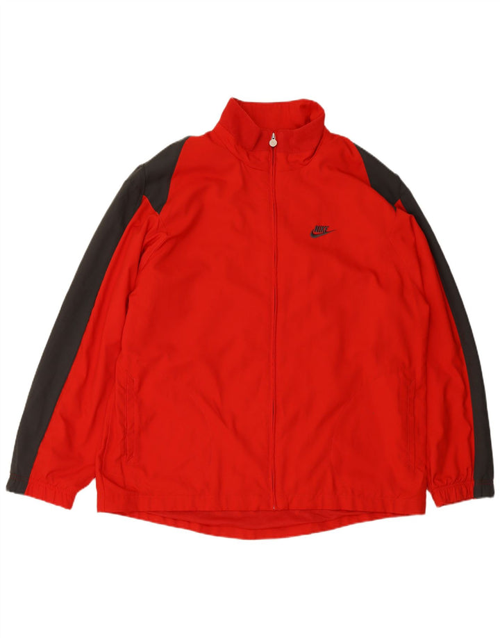 NIKE Mens Tracksuit Top Jacket UK 44/46 XL Red Colourblock Polyester