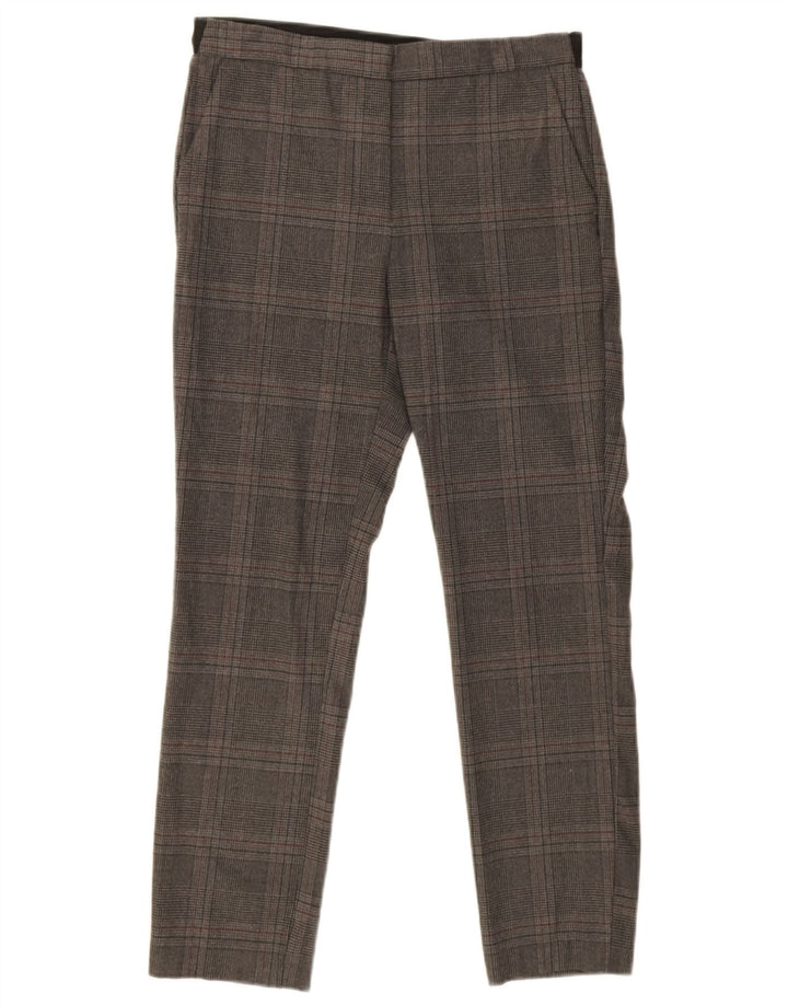 Spodnie damskie Zara Slim Chino, średnie W32 L26, szare, poliestrowe w kratę