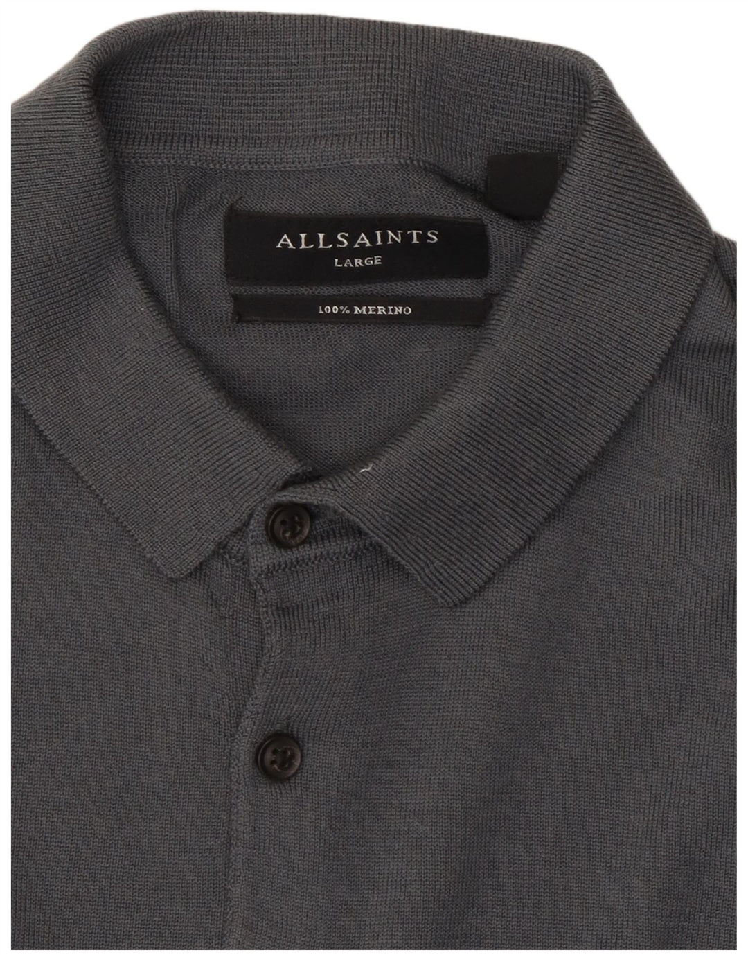 All Saints Mens Polo Neck Jumper Sweater Large Grey Wool