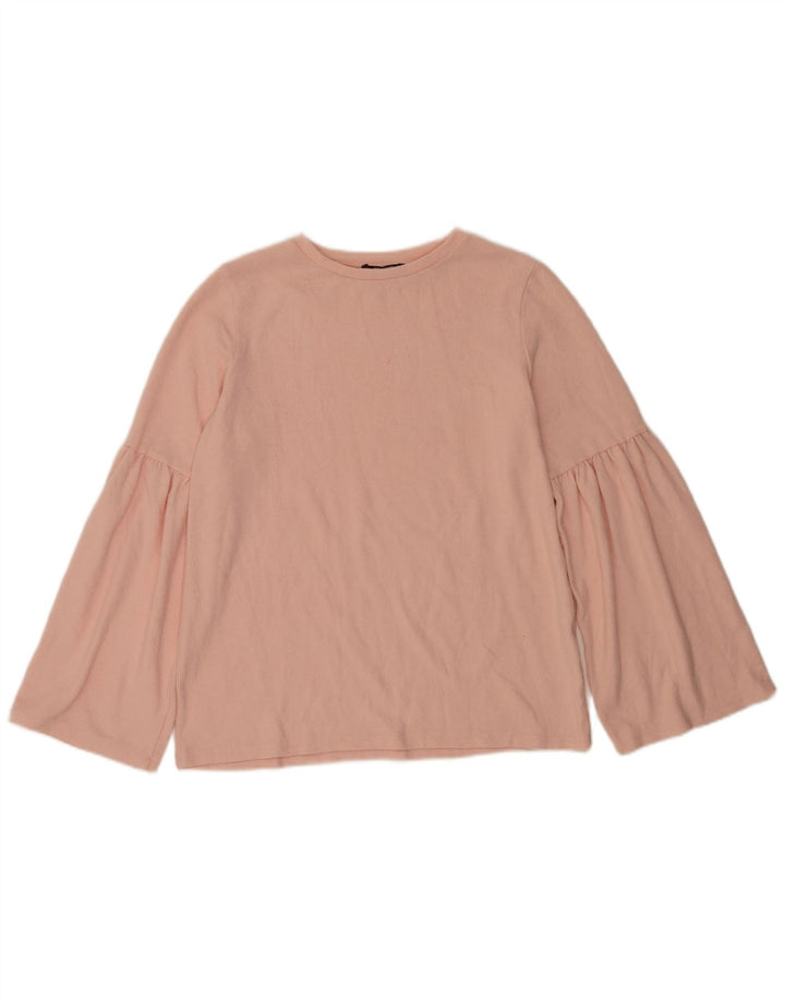 Zara Womens Trafaluc Long Sleeve Blouse Top UK 14 Medium Pink Polyester